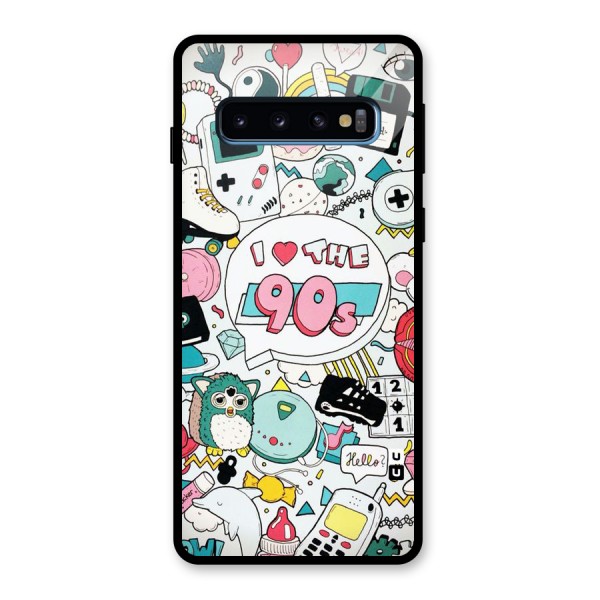 Heart 90s Glass Back Case for Galaxy S10