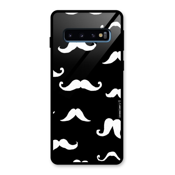 Moustache Pattern (White) Glass Back Case for Galaxy S10