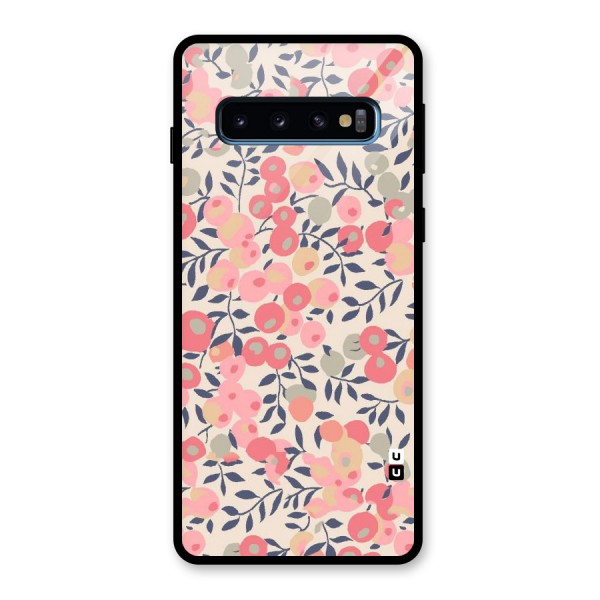 Pink Leaf Pattern Glass Back Case for Galaxy S10