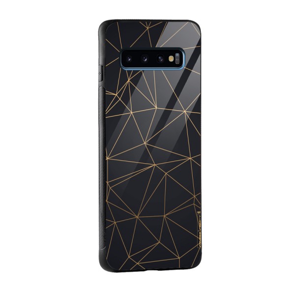 Black Golden Lines Glass Back Case for Galaxy S10