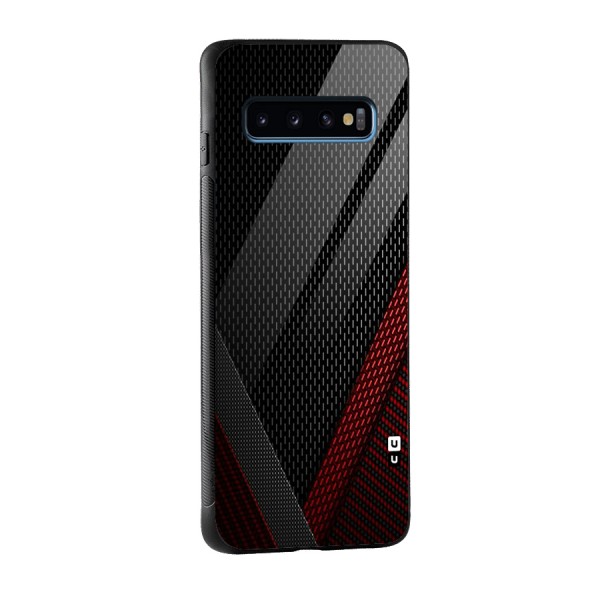 Classy Black Red Design Glass Back Case for Galaxy S10