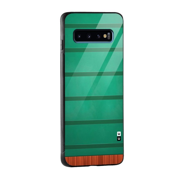 Green Wood Stripes Glass Back Case for Galaxy S10