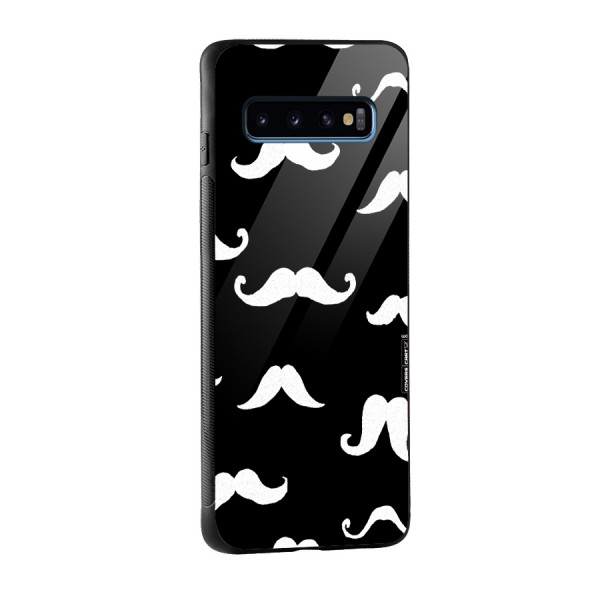 Moustache Pattern (White) Glass Back Case for Galaxy S10