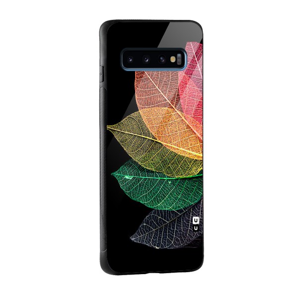 Net Leaf Color Design Glass Back Case for Galaxy S10