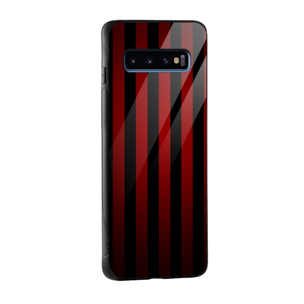 Red Black Stripes Glass Back Case for Galaxy S10