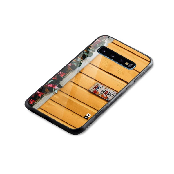 Be Happy Yellow Wall Glass Back Case for Galaxy S10