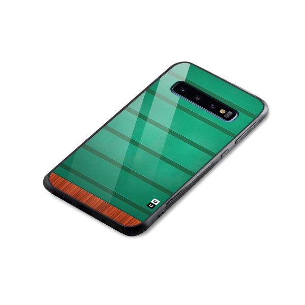 Green Wood Stripes Glass Back Case for Galaxy S10