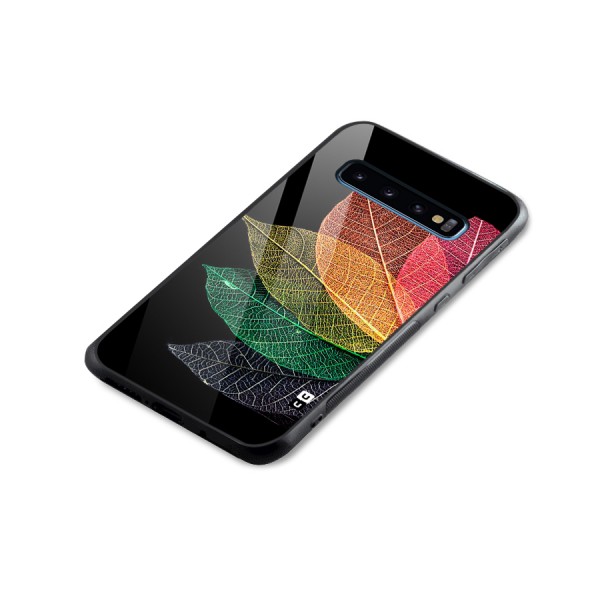 Net Leaf Color Design Glass Back Case for Galaxy S10