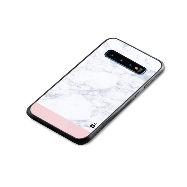 Pink White Merge Marble Glass Back Case for Galaxy S10