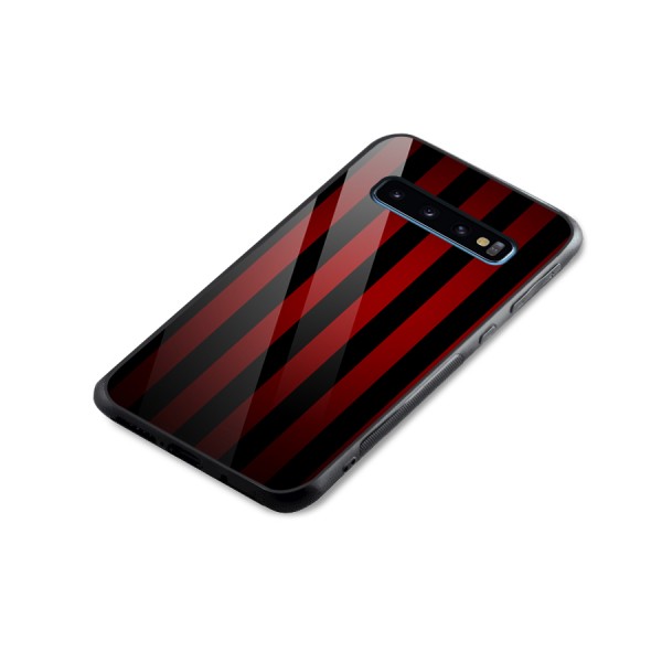 Red Black Stripes Glass Back Case for Galaxy S10