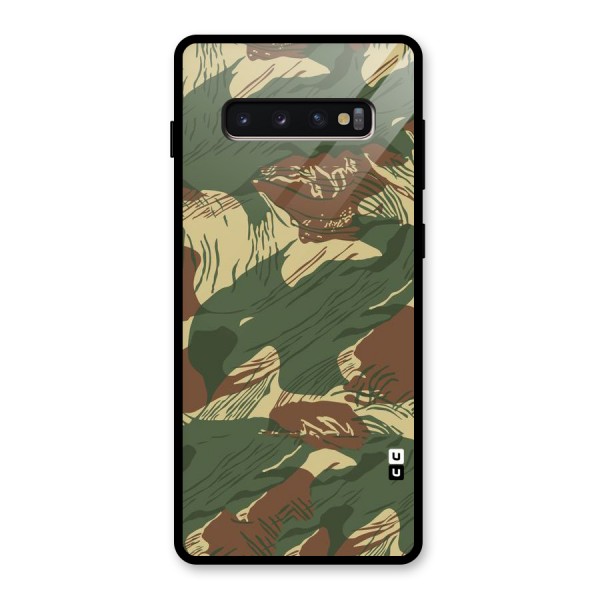 Army Design Glass Back Case for Galaxy S10 Plus