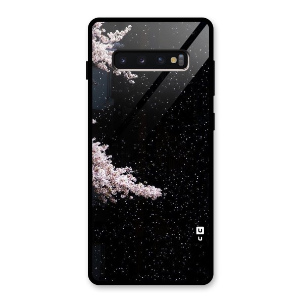 Beautiful Night Sky Flowers Glass Back Case for Galaxy S10 Plus