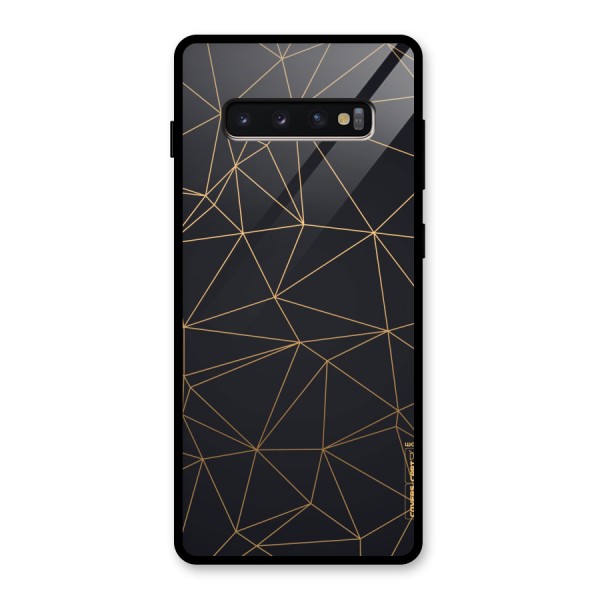 Black Golden Lines Glass Back Case for Galaxy S10 Plus