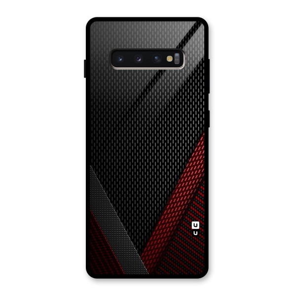 Classy Black Red Design Glass Back Case for Galaxy S10 Plus