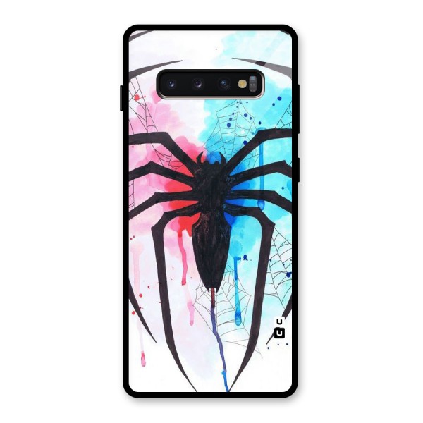 Colorful Web Glass Back Case for Galaxy S10 Plus