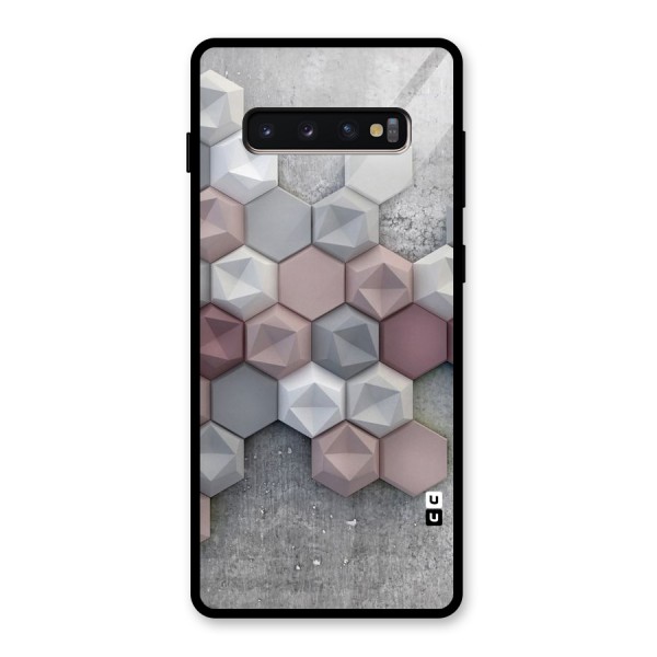 Cute Hexagonal Pattern Glass Back Case for Galaxy S10 Plus