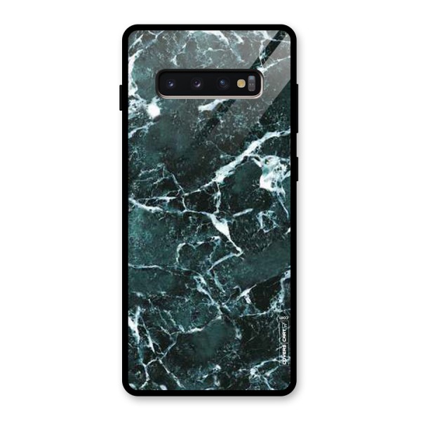Dark Green Marble Glass Back Case for Galaxy S10 Plus