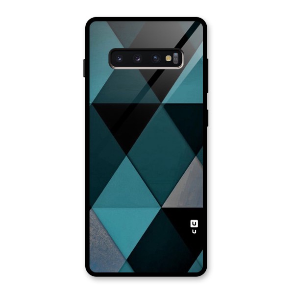 Green Black Shapes Glass Back Case for Galaxy S10 Plus