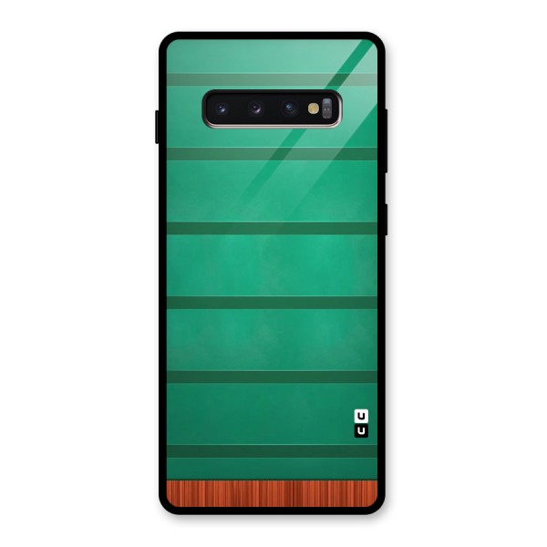 Green Wood Stripes Glass Back Case for Galaxy S10 Plus