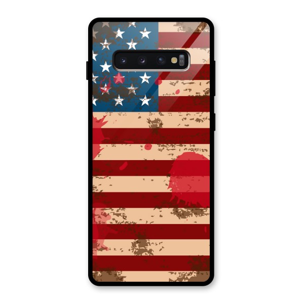 Grunge USA Flag Glass Back Case for Galaxy S10 Plus