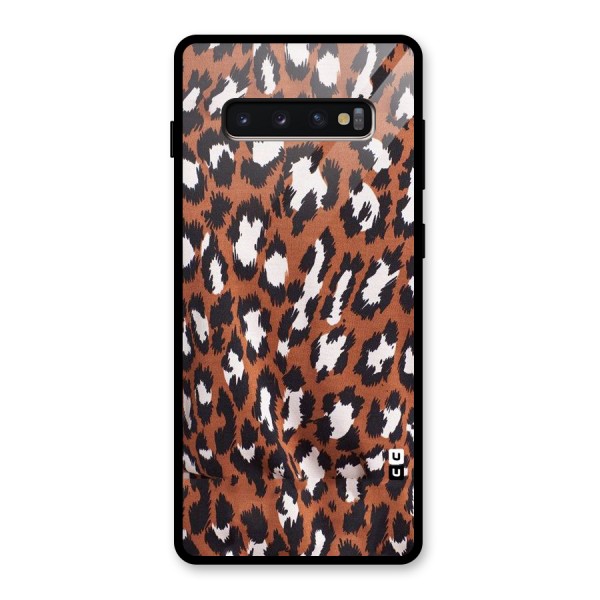 Leapord Design Glass Back Case for Galaxy S10 Plus