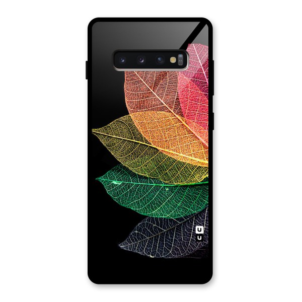 Net Leaf Color Design Glass Back Case for Galaxy S10 Plus