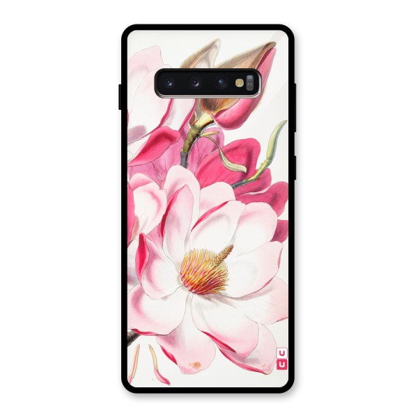 Pink Beautiful Flower Glass Back Case for Galaxy S10 Plus