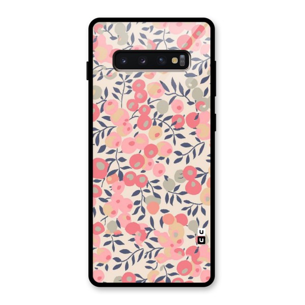 Pink Leaf Pattern Glass Back Case for Galaxy S10 Plus