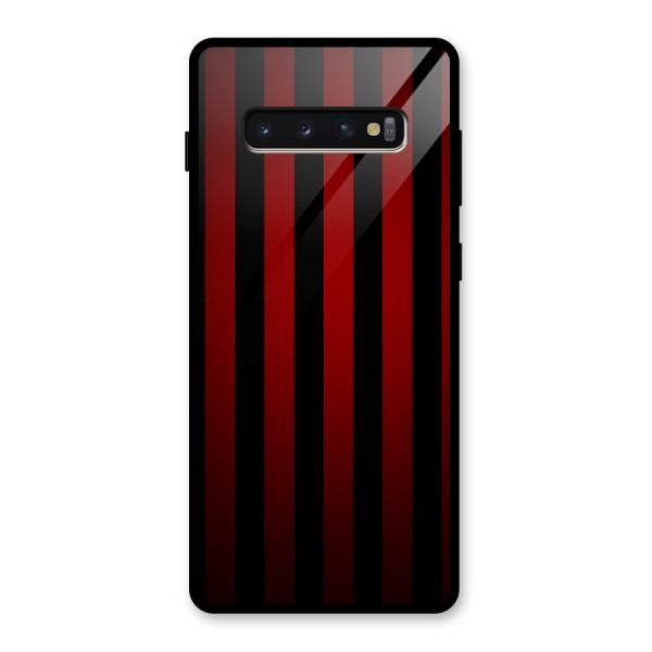 Red Black Stripes Glass Back Case for Galaxy S10 Plus