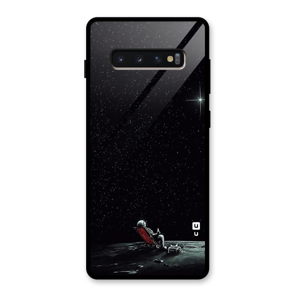 Resting Spaceman Face Glass Back Case for Galaxy S10 Plus