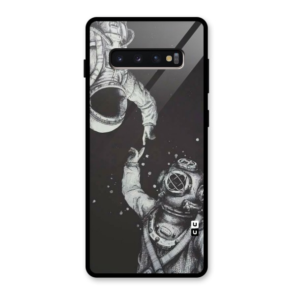 Space Meeting Glass Back Case for Galaxy S10 Plus