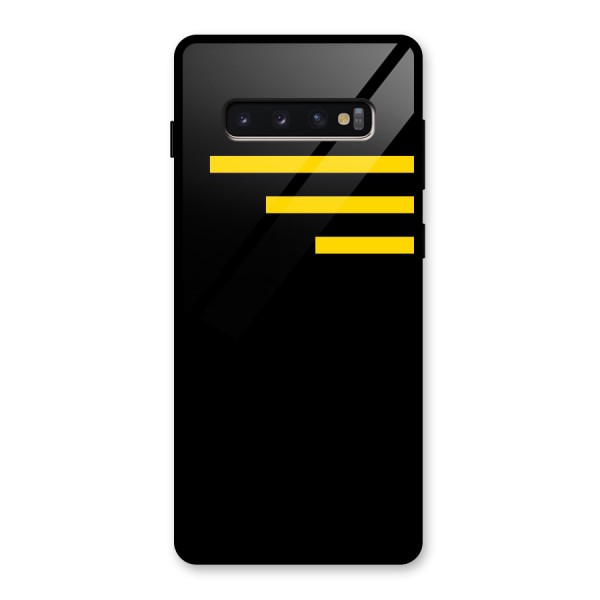 Sports Yellow Stripes Glass Back Case for Galaxy S10 Plus