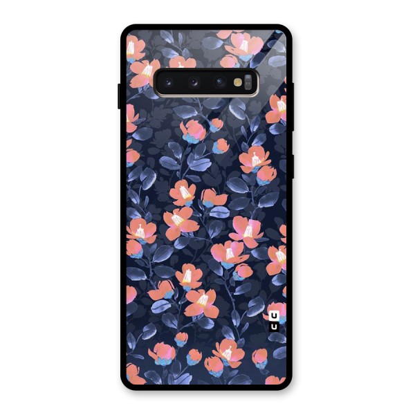 Tiny Peach Flowers Glass Back Case for Galaxy S10 Plus