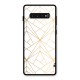 White Golden Zig Zag Glass Back Case for Galaxy S10 Plus