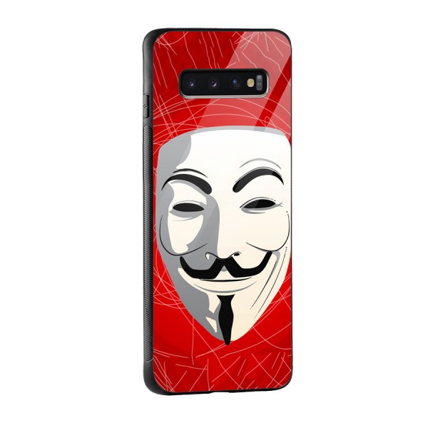 Anonymous Mask Abstract Glass Back Case for Galaxy S10 Plus