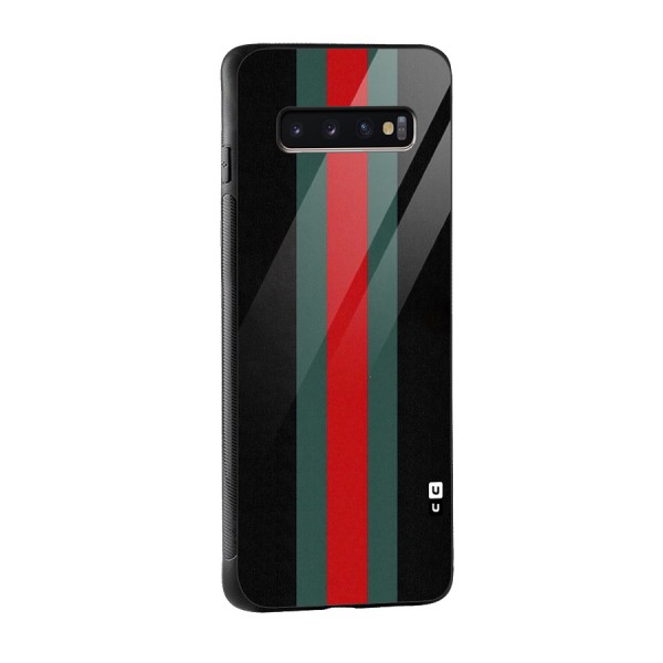 Basic Colored Stripes Glass Back Case for Galaxy S10 Plus