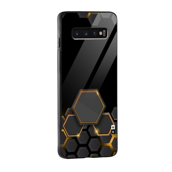 Black Gold Hexa Glass Back Case for Galaxy S10 Plus
