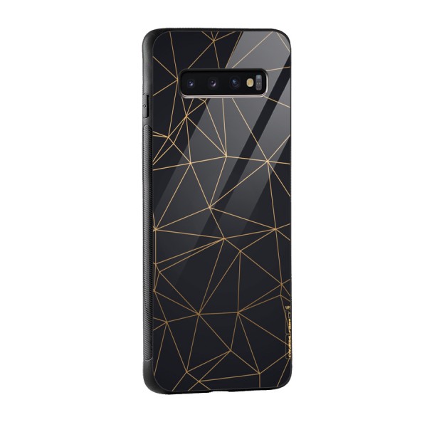 Black Golden Lines Glass Back Case for Galaxy S10 Plus