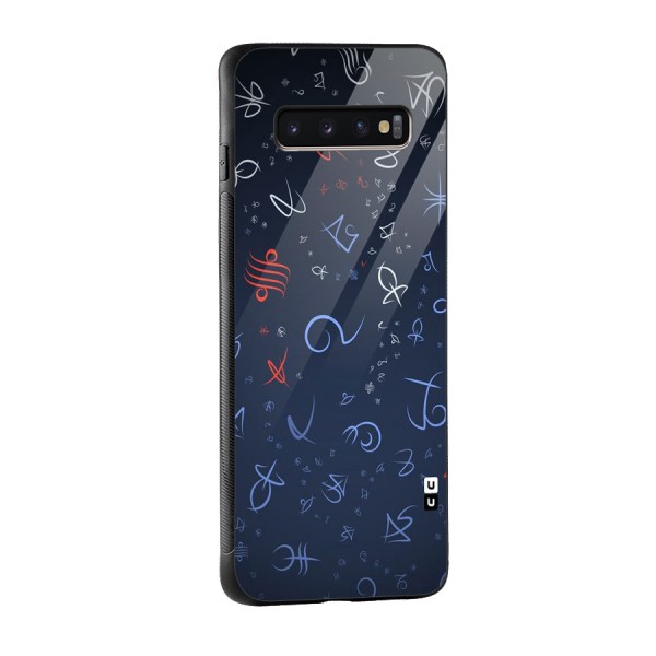 Blue Symbols Glass Back Case for Galaxy S10 Plus