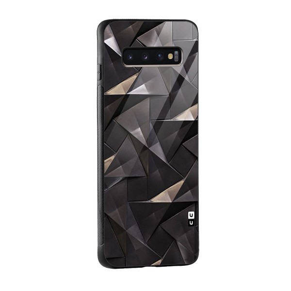 Carved Triangles Glass Back Case for Galaxy S10 Plus