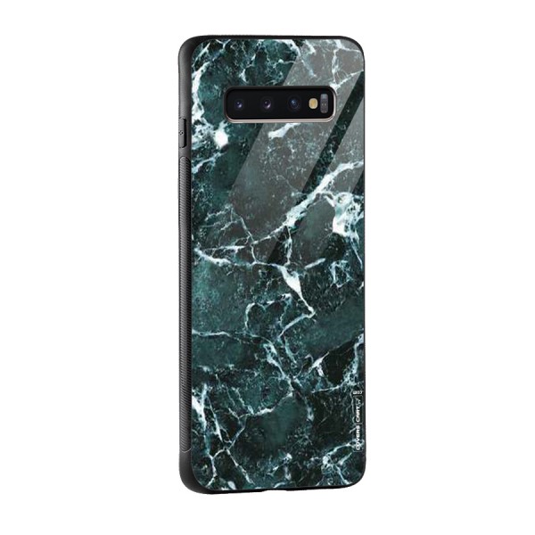 Dark Green Marble Glass Back Case for Galaxy S10 Plus