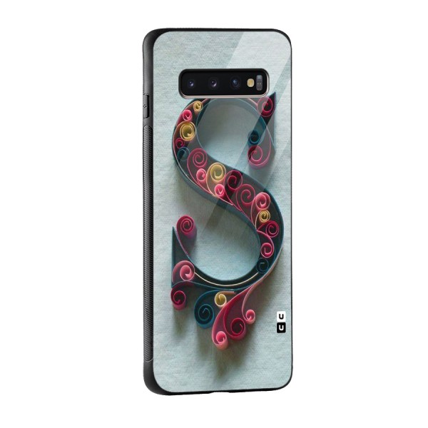 Floral Alphabet Glass Back Case for Galaxy S10 Plus