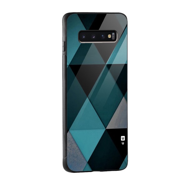 Green Black Shapes Glass Back Case for Galaxy S10 Plus