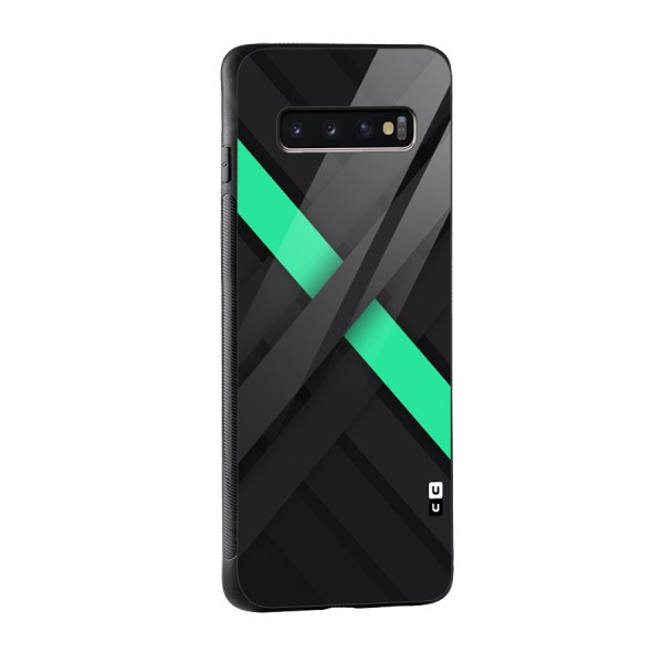 Green Stripe Diagonal Glass Back Case for Galaxy S10 Plus