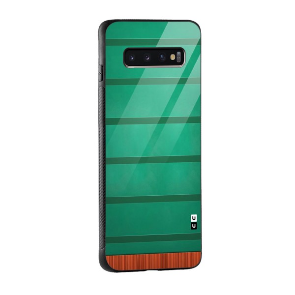 Green Wood Stripes Glass Back Case for Galaxy S10 Plus
