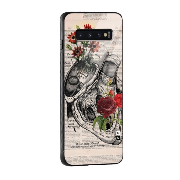 Heart Newspaper Glass Back Case for Galaxy S10 Plus