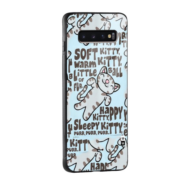 Kitty Pattern Glass Back Case for Galaxy S10 Plus