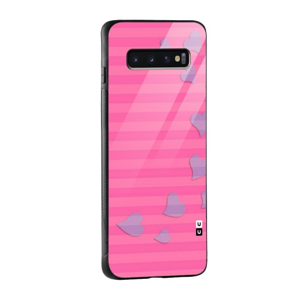 Light Heart Stripes Glass Back Case for Galaxy S10 Plus