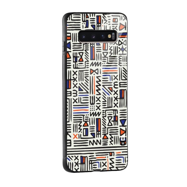 Orange Blue Number Glass Back Case for Galaxy S10 Plus