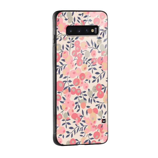 Pink Leaf Pattern Glass Back Case for Galaxy S10 Plus